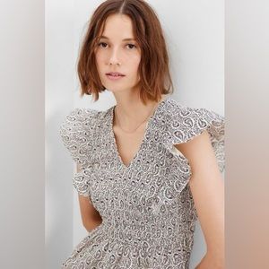 NWT Gap XL Tall smocked flutter sleeve midi dress